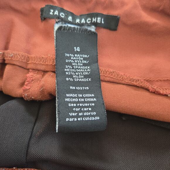 Zac & Rachel Ankle Pants Womens Burnt Orange Pull On Size 14 - Picture 9 of 10
